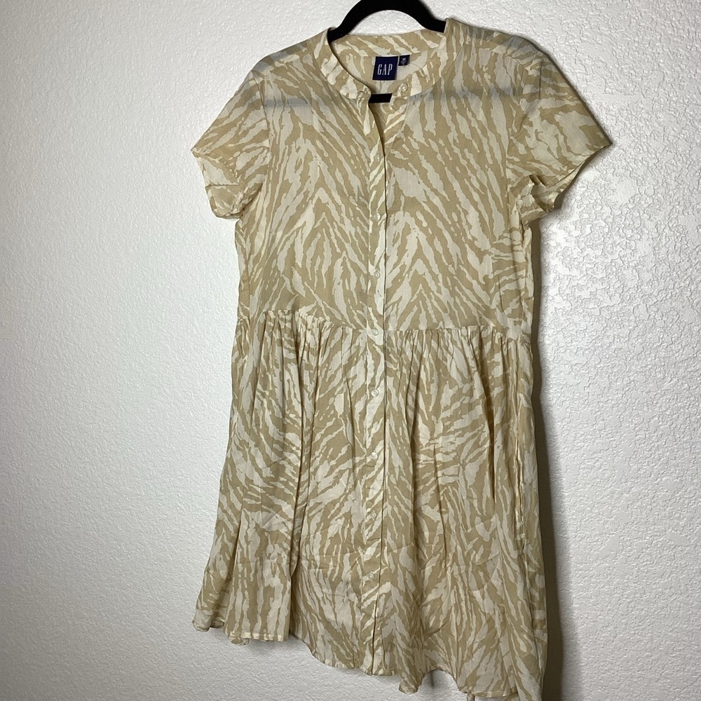 GAP SIZE XS DRESS EMPIRE WAIST MIDI BROWN ZEBRA ANIMAL PRINT GUC - Picture 5 of 16